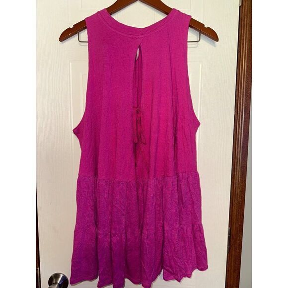 Free People Right On Time Flared Jungle Flower Oversized Tank Top Size Small - Picture 5 of 16